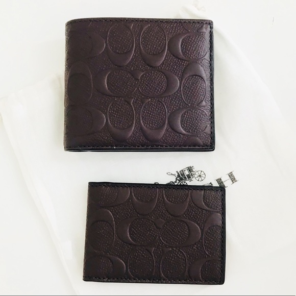 100% Authentic Coach Men’s Embossed Wallet Double - Picture 2 of 8